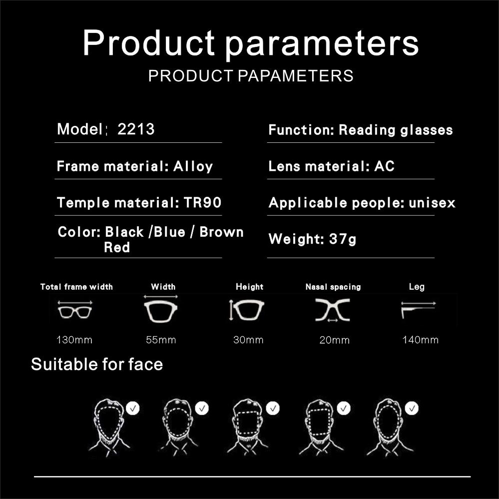 Lightweight TR90 TR90 Womens Reader Reading Eyeglasses for Men Durable Metal Metal Magnifying Glasses To Work Focus Plus Glasses with Case with