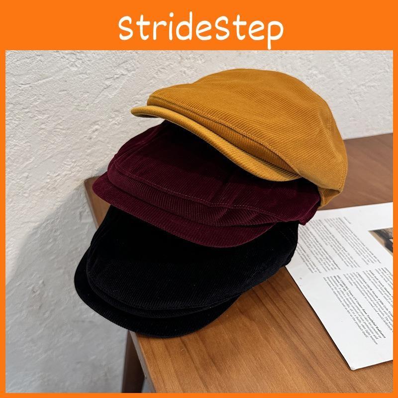 Corduroy Classic Solid Color Beret Cap With Warmth Sunshade For Gift Winter