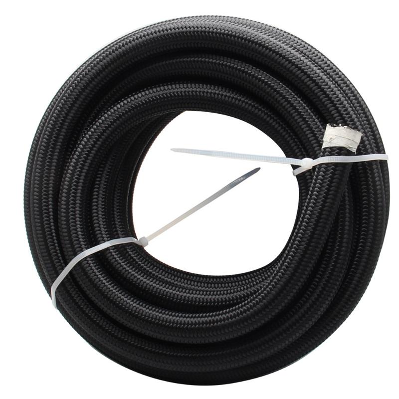 AN4 AN6 AN8 AN10 AN12 Fuel Line Hose,Nylon Braided Fuel Line Hose with Stainless Steel Mesh Reinforce Black