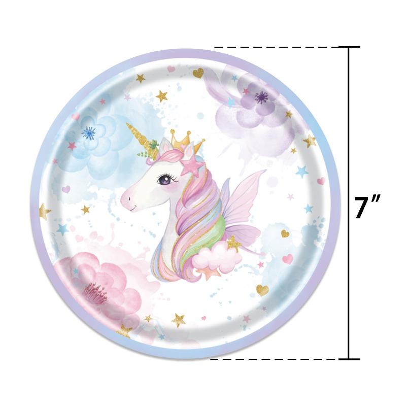 New Hot-selling Unicorn Party Theme Items, Decorative Disposable Paper Plates, Cups, Paper Towels Pe Tablecloth, Flag Set