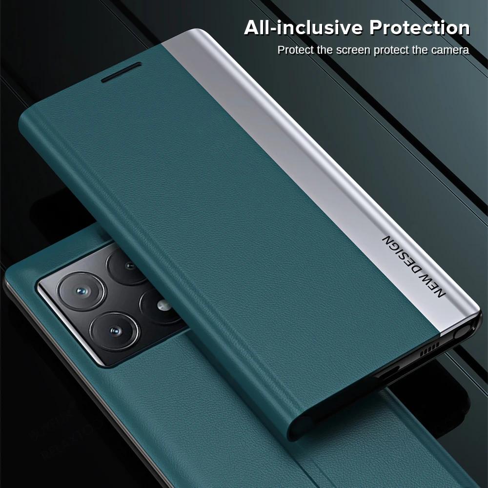 Custodia a libro in pelle placcata Business per Xiaomi 15T Pro 14T 13T Pro Redmi Note 14/13 Pro Plus 4G 5G con supporto in PU
