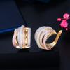 Luxury Twisted Lines Micro Cubic Zirconia Setting European Women Wedding Big Hoop Earrings Dubai Gold Plated Jewelry