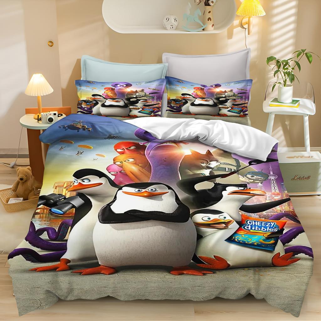 Set Copripiumino Madagascar Set Biancheria da Letto Set Piumone Matrimoniale 3D Set Biancheria da Letto per Bambini