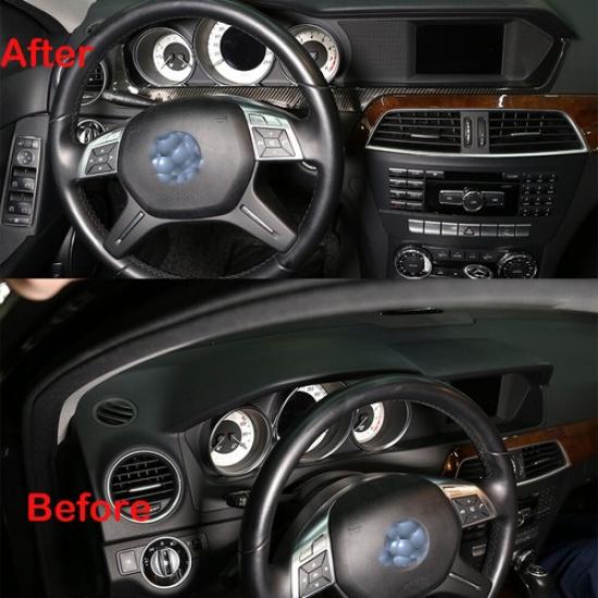 For Mercedes Benz C Class W204 Carbon Fiber Style Dashboard Display Frame Cover
