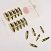 Gold Long Almond Fake Nails Finished Mirror Surface False Nails Detachable Press on Nails  Nail Art