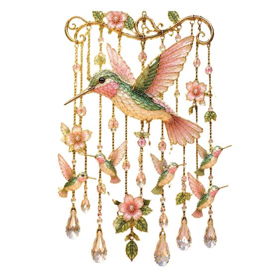 Carillon DYS Hummingbird, Carillon per Esterno, Carillon Sun Catcher in Vetro Colorato e Cristallo, Decorazioni Colorate per Giardino Esterno, Commemorativo