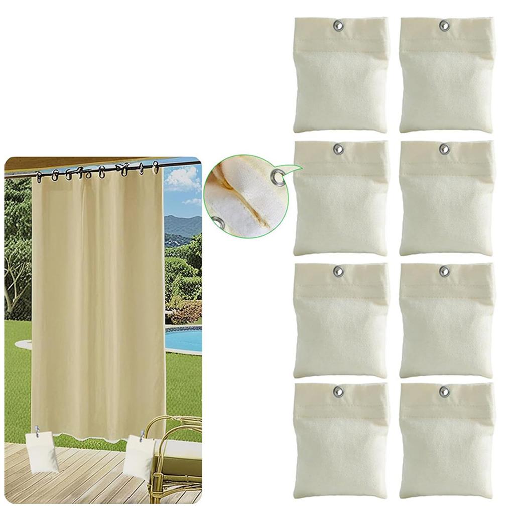 Pack of 8 Outdoor Curtain Weights Sturdy Canvas Wrap Waterproof Designs for Outside Shower Curtains and Tablecloths