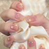 24Pcs Short Cute Polka Dot Star Press On Nails Full Coverage Waterproof Removable Fake Nails