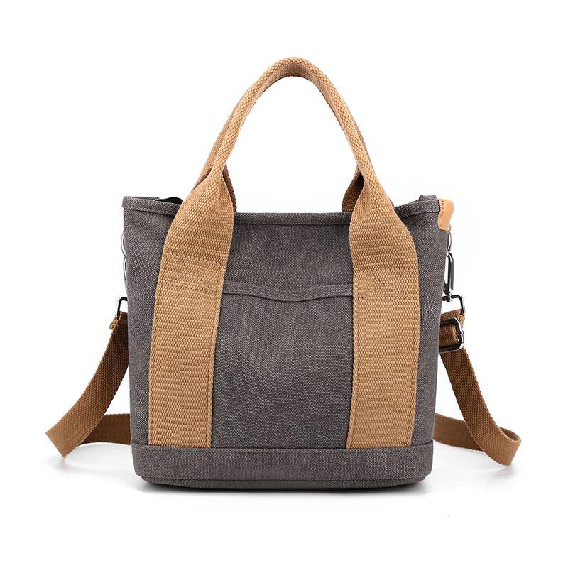 New Japanese Korean Style Canvas Multi Pocket Crossbody Shoulder Bag For Women Casual Small Daily Travel Mom Top Handle Bag серый