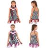 Kids Girls Circus Clown Cosplay Costume Polka Dots Stripes Print Sequins Pompoms Adorned Irregular Hem Dress
