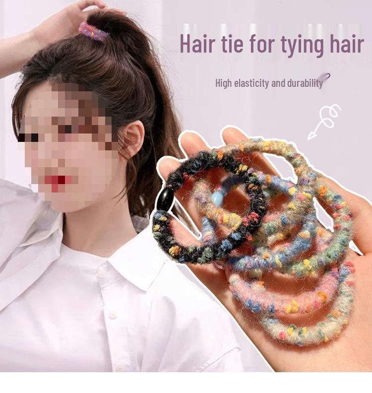 Korean Style Braided Hair Tie Scrunchie - High Ponytail Leather Cover, Customizable Logo