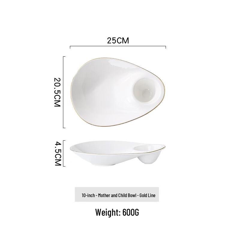 Nordic Ceramic Dumpling Plate with Sauce Dish