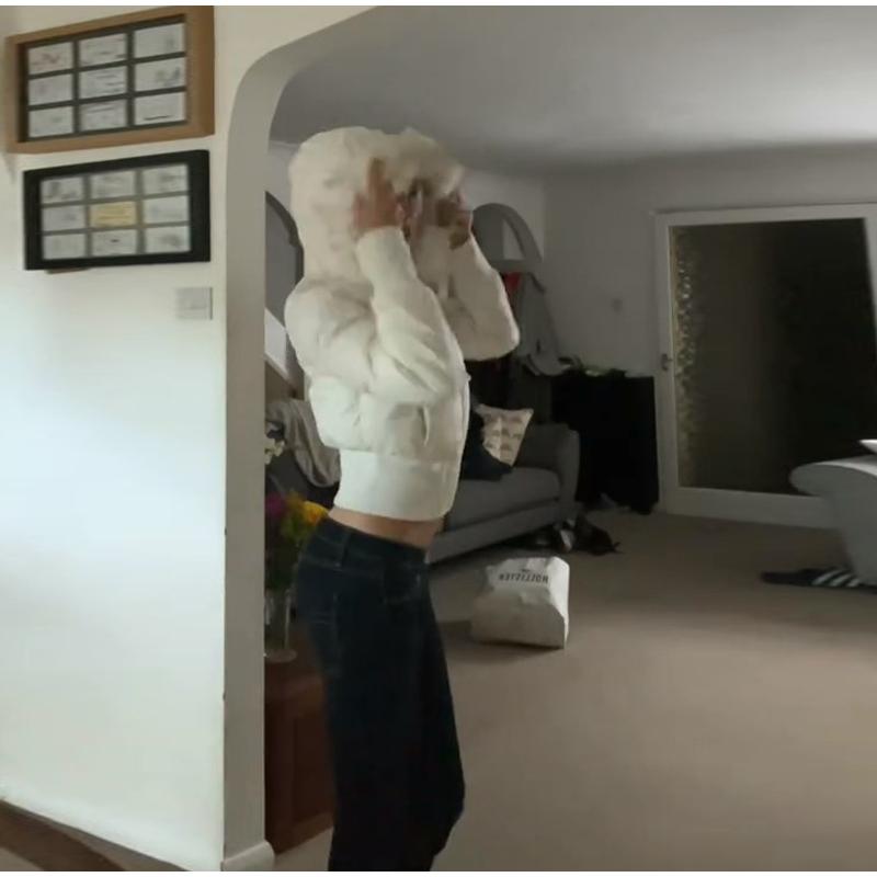 VAYLA Chic Langarm Reißverschlusstasche Cropped Jacke Mode Damen Kunstfell Kapuzen Steppmantel Winter Neu Damen Gepolsterte Oberbekleidung