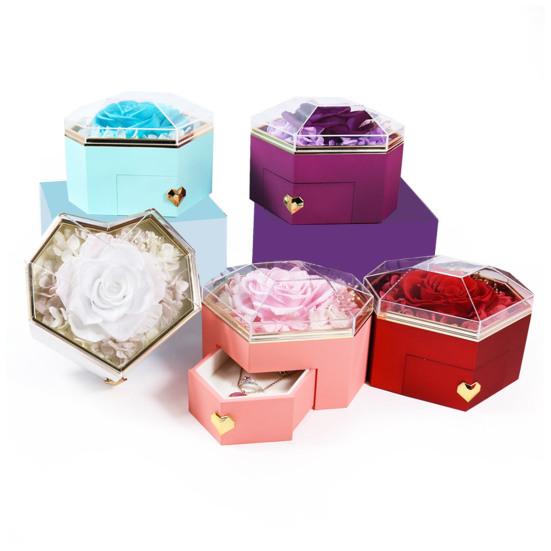 Náhrdelník Eternal Rose Dárková krabička na šperky z akrylu Zachovalé růže Vánoční pouzdro na šperky Šperkovnice ke Dni matek