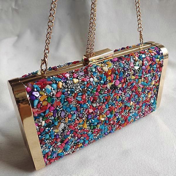 Colorful stone shell stone diamond bag dinner bag
