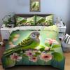 Green Parrot On Floral Branch Print Soft Comfortable Duvet Cover Bedding Set Included 1*Duvet Cover 2*Pillowcases For Gifts
