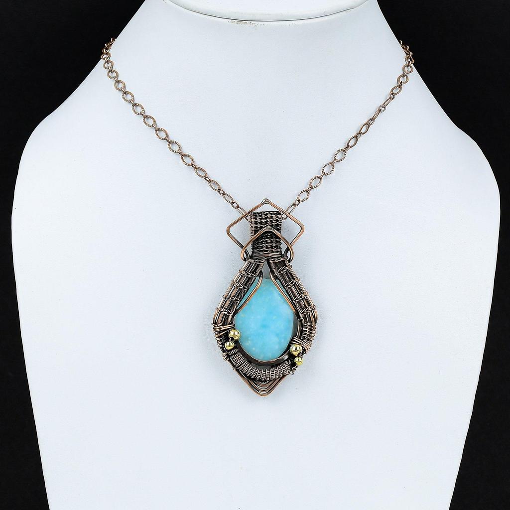 Hemimorphite Pendant Copper Wire Wrapped Gemstone Pendant Handmade Pendant Designer Copper Jewelry Gift For Engagement Wire Wrapped Jewelry