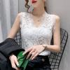 New Spring Summer Sleeveless Lace Shirt Female Sexy Hollow Lace Camisole Versatile Mesh Top