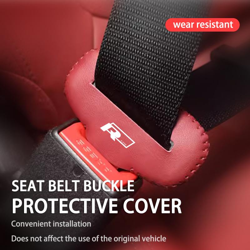 2/5pcs Leather Seat Belt Buckle Protective Cover Wear Resistant For Volkswagen VW Golf 4 5 6 7 GTI Tiguan Passat B5 B6 B7 CC