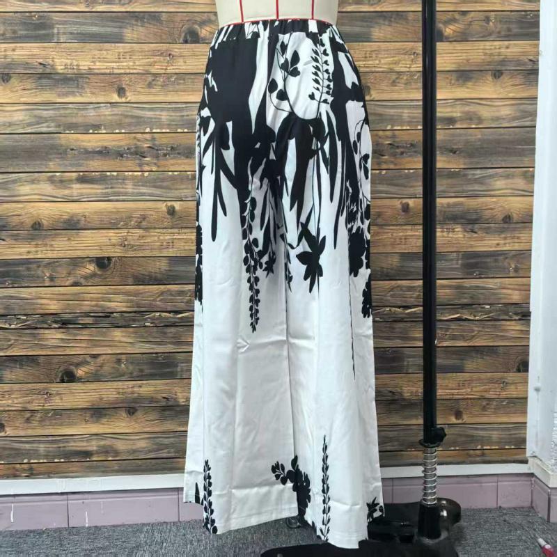 2026 Spring/Summer Women's Fashion Black and White Printed Slimming Casual Wide-Leg Pants