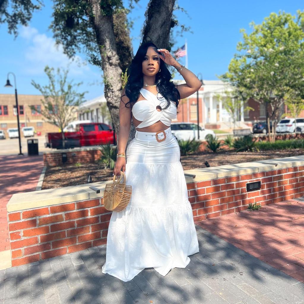 Europäisches & Amerikanisches Sexy Einfarbiges Unregelmäßiges Riemchen-Bandage-Rock-Set