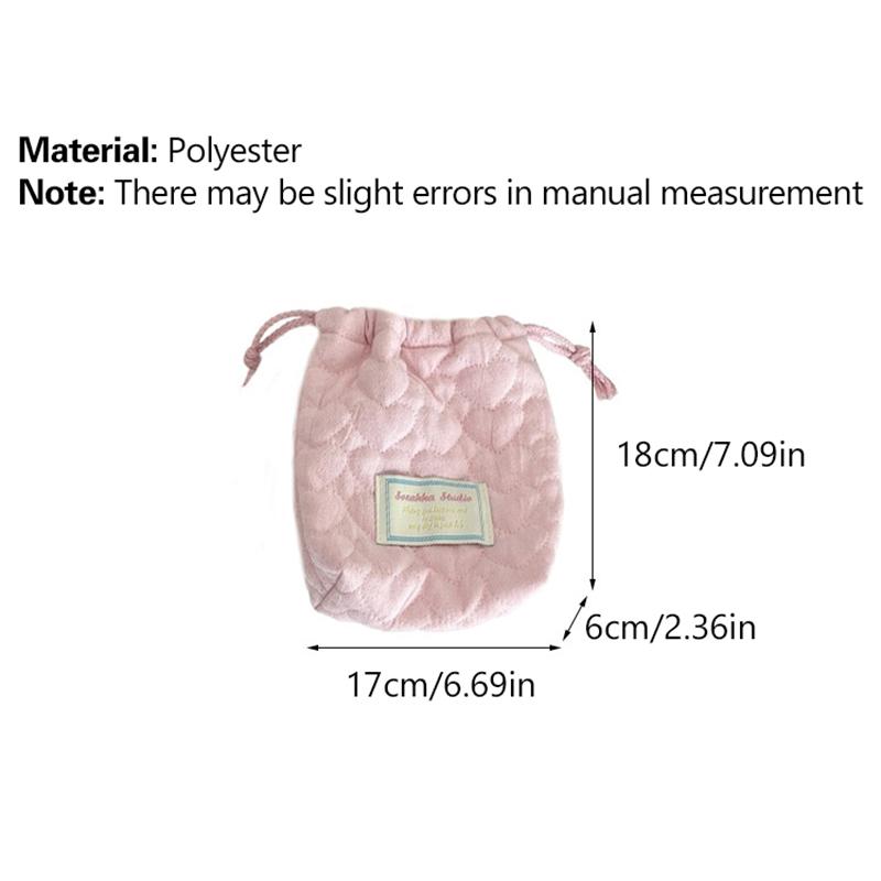 Ins Drawstring Bag Heart Handbag Women Wallets Portable Travel Cosmetic Makeup Lipstick Storage Bag Camera Organizer