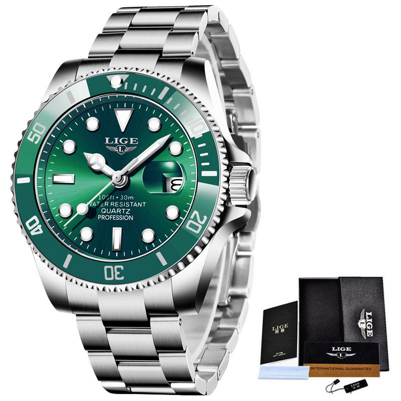 LIGE Top Brand Luxury Fashion Diver Watch Men 3ATM Waterproof Date Clock Sport Watches Mens Quartz Wristwatch Relogio Masculino