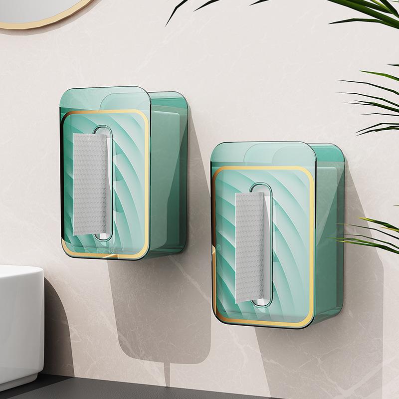Tissue Box Wall-mounted Facial Towel Storage Box ToiletBathroom and Kitchen Non-perforated Upside-down Tissue Box