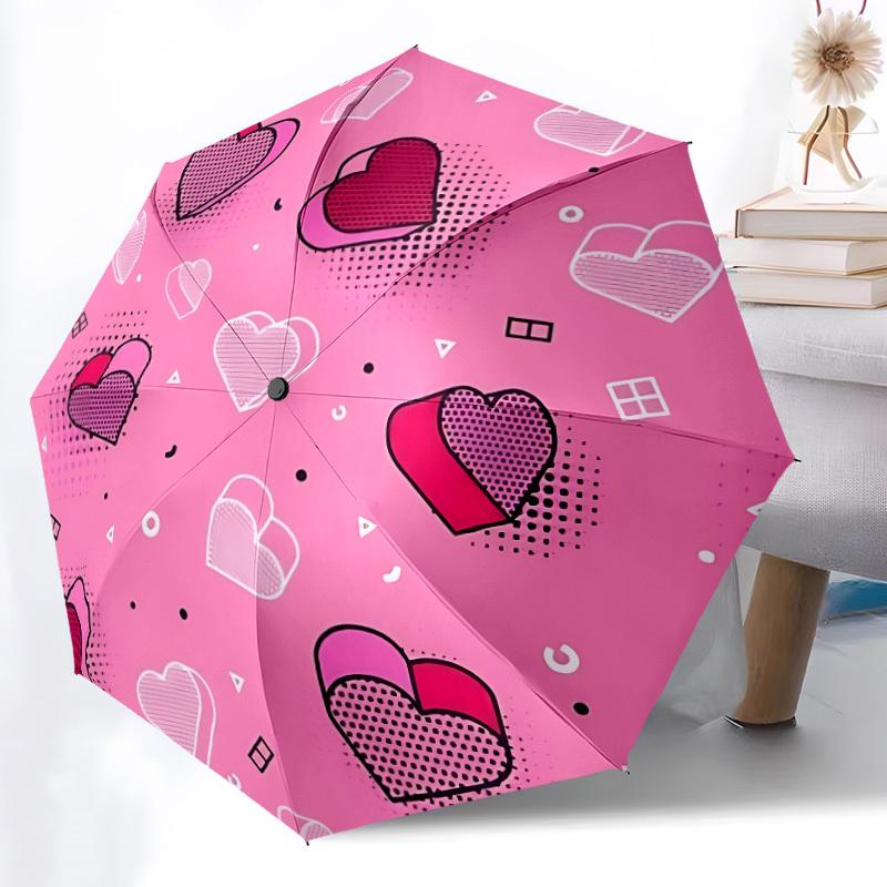 

1pc Heartbeat Automatic Opening/Closing Folding Umbrella with 8 Ribs, Portable Sunshade Umbrella Birthday and Holidays gifts yy250105119