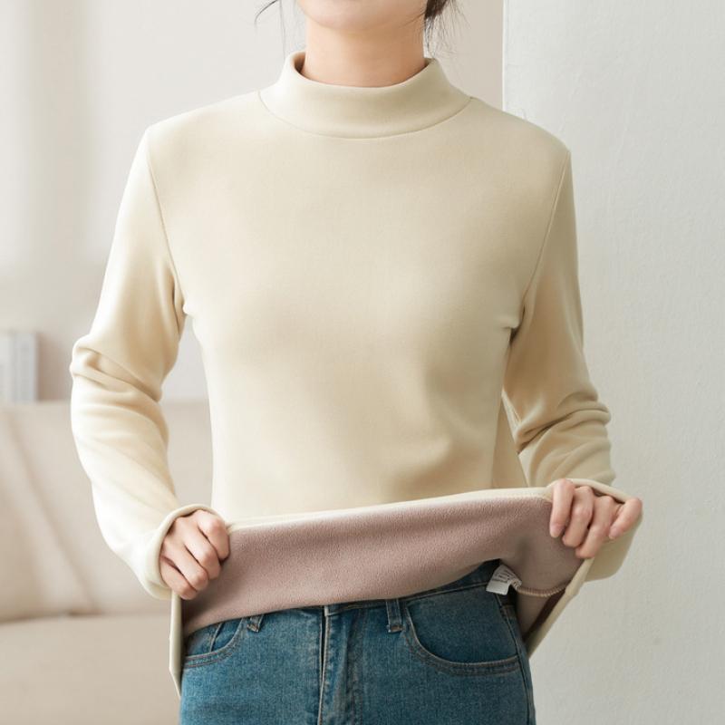 Autumn and Winter Ladies' Base Shirt Comfortable Warm Elastic Semi High Neck Base Shirt