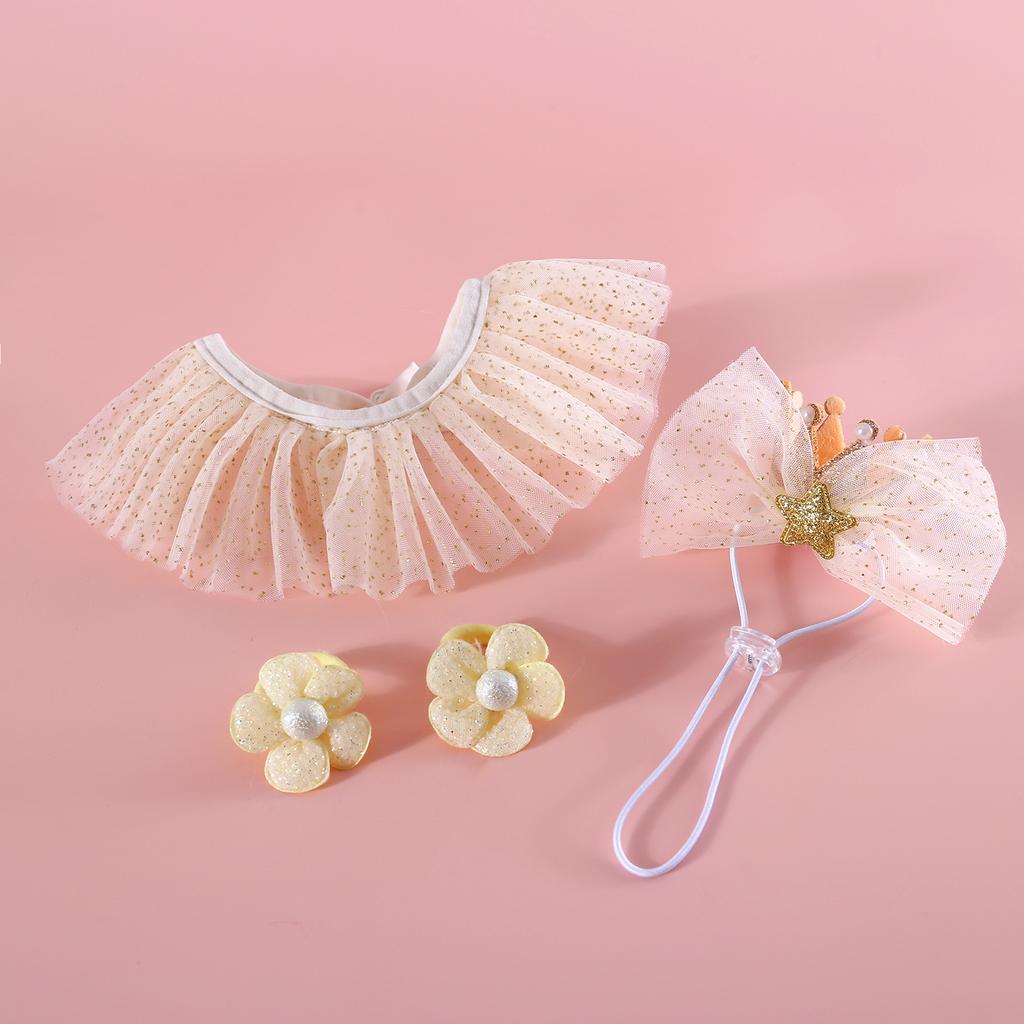 Pet Dog Birthday Dress Up Polka Dot Lace Bib Birthday Hat Set Cat Dog Candy Colorful Ball Bib Collar INS Headwear Birthday Gift