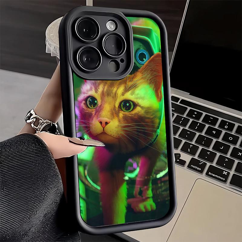 Handyhülle für iPhone 17 Air 16E 15 16 Pro Max Streunerkatze Spiel B-12 Hülle 14 Plus 13 12 Mini Weiche Schale Silikon Fundas