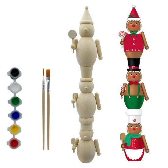 3 Stück Weihnachten Holz Unfertig Nussknacker Figur DIY Roh Unbemalt Soldatenfigur Festival Feiertagsparty Ornament Dekoration