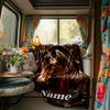 Elegant Horse Portrait With Ornate Frame Design Blanketcustomizable With Your Namecomfortable And Stylish Perfect For Travel Beds Chairs Offices Sofas