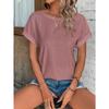 Fashion Casual Bat Short Sleeves Hollow Blouse Women O Neck Loose Summer T Shirts Female Office Tops Sweet Embroidery Solid Color Elegant Clothing