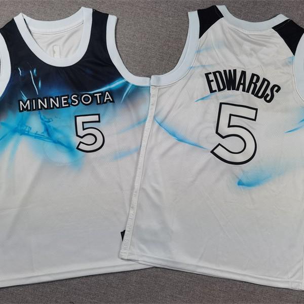 

Детская белая баскетбольная майка Timberwolves #5 Edwards City Edition L
