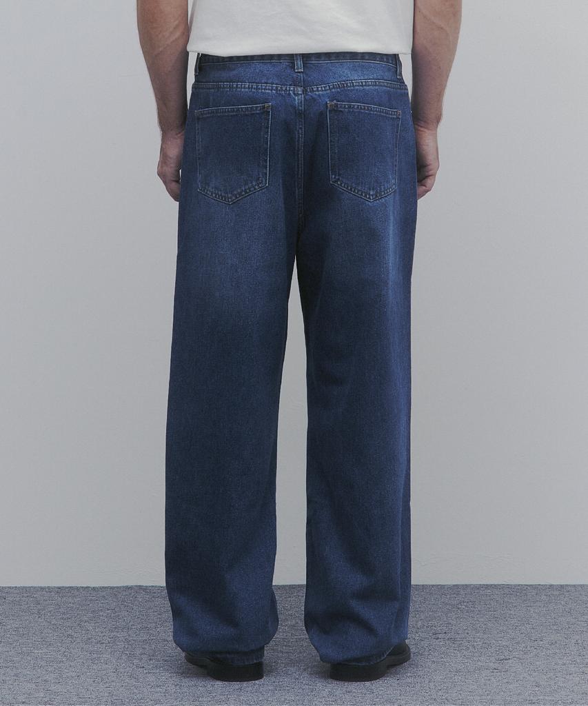 ANDAGAIN Straight Essential Denim Pants (Dark Blue