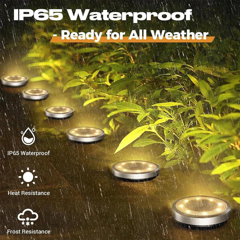 Solar Ground Lights IP65 Waterproof - LED Outdoor Landscape Lights for Yard Lawn Patio Deck
