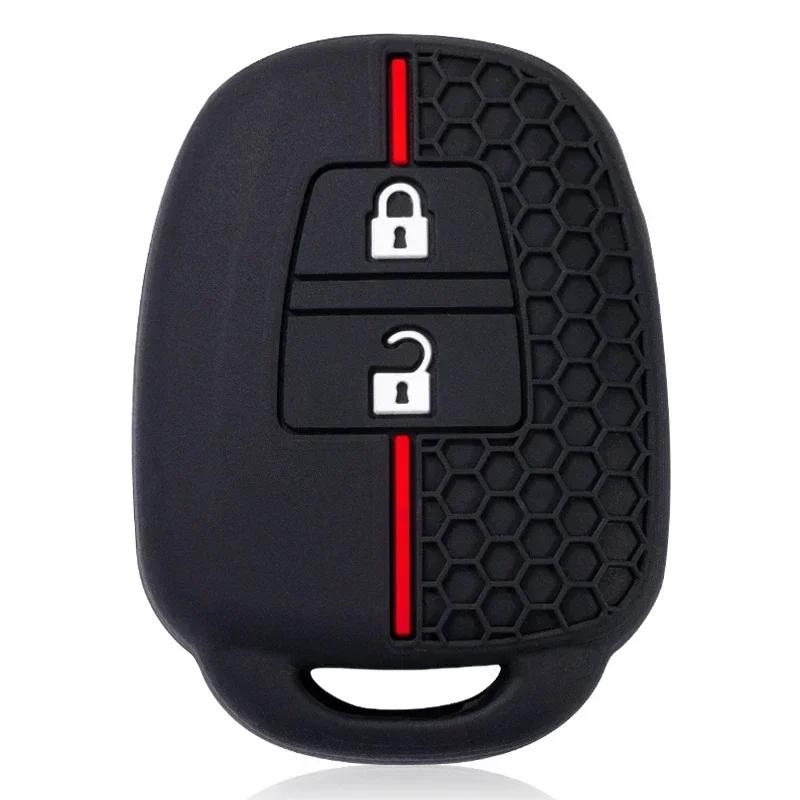 Silicone Car Key Cover Case For Toyota Yaris Corolla Highlander Crown 2 Buttons Remote Skin Protector Shell Keychain Accessories