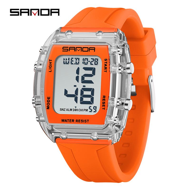 SANDA Men's Multifunctional Barrel-Shaped Sports Watch - Waterproof & Fashionable with Single Display Timing