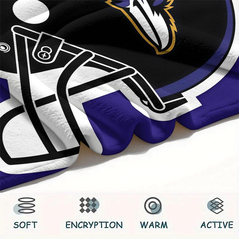 BAL Ravens Printed Flannel Blanket, soft throw for bedroom sofa, washable, fan merchandise, great gift.