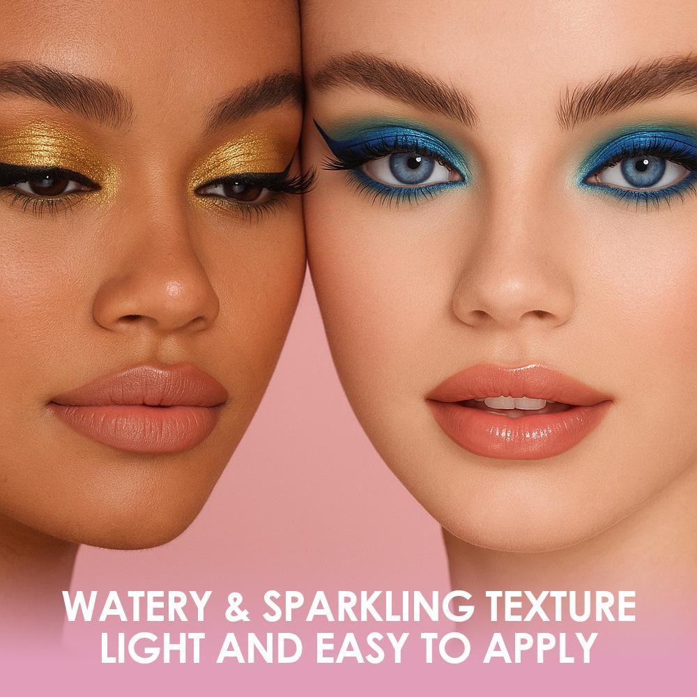 10 Colors Waterproof Liquid Eyeshadow High Shine Long-Lasting Sparkling Eye Shadow Metallic Pink Purple Party Stage Eyes Makeup Hallowmas