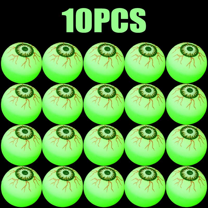 5/50pcs Glow In The Dark Bouncy Ball Halloween Eyeball Decoration Haunted House Home Bar Horror Props Luminous Fake Eyeballs