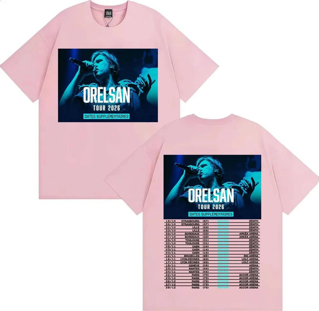 2026 Tour Tee Rapper Orelsan Hip Hop Short Sleeve Tshrit Mens Women Fashion Double Sided Print Clothing Pure Cotton Tshrits