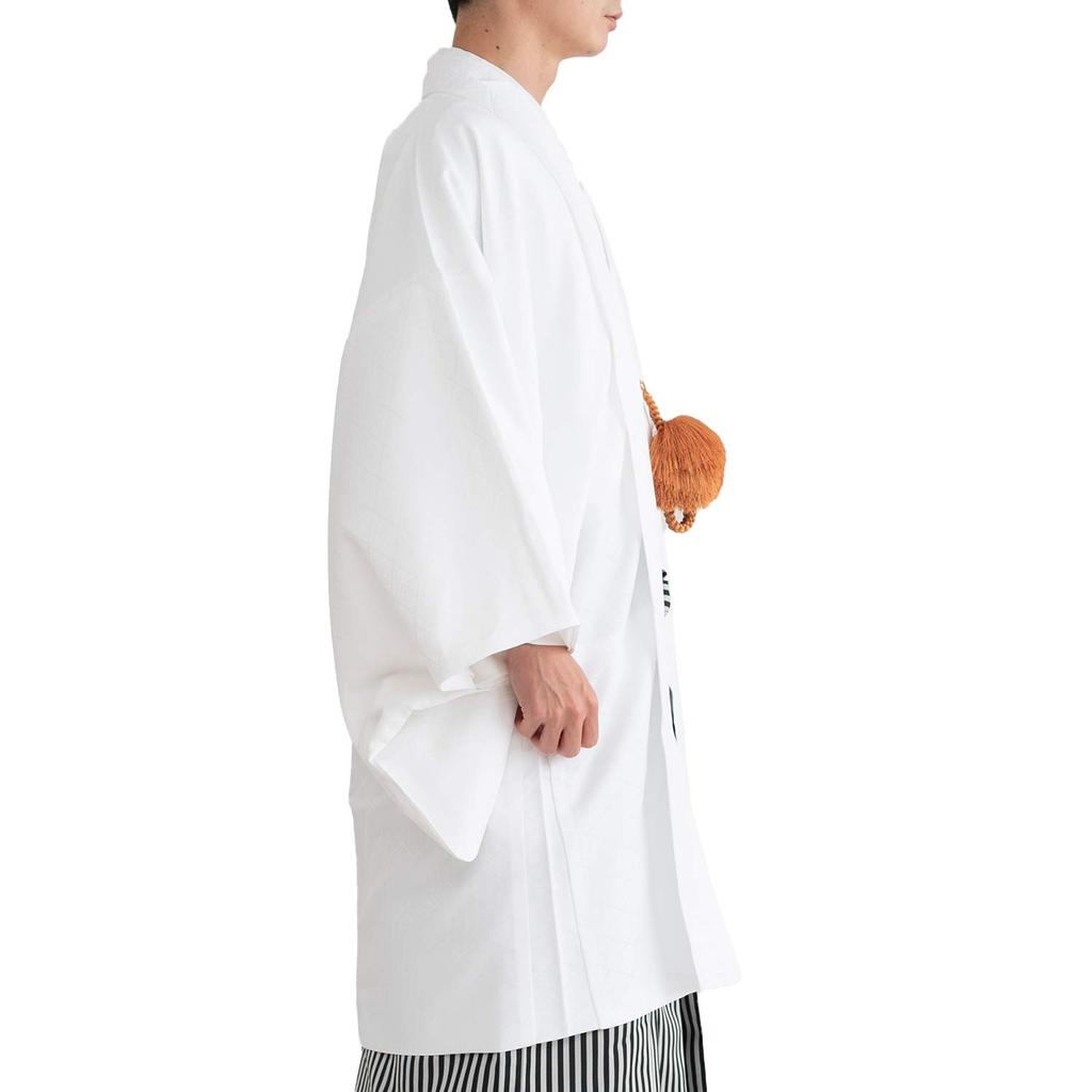 Washable Coat with Background Pattern and Single [KYOETSU] [KYOETSU] Crest, Item, Men's (3L, White)