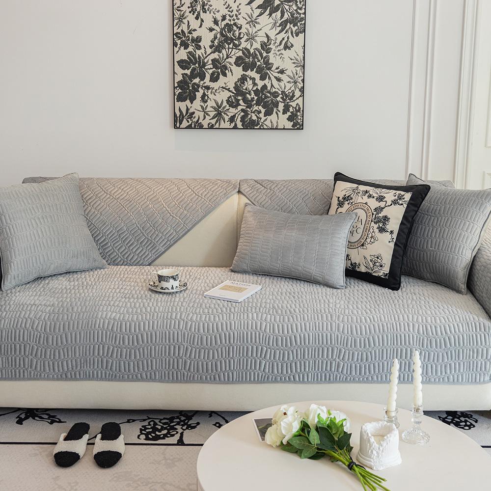 Winter Crystal Velvet Sofa Cushion New Light French Cream Style Cover Cover Cloth Leather Sofa Cushion