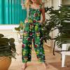 Women's Jumpsuit Halloween Print Casual Loose Vintage Shoulder Strap Cotton Linen