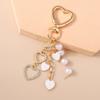 Aihua Niedlicher Y2K Metallschale Liebesherz Schlüsselanhänger Perle Schlüsselring für Frauen Mädchen Handtaschenanhänger DIY Handgemachter Schmuck Zubehör