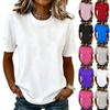 Casual Basic Dames T-shirt met Ronde Hals en Korte Mouwen Zachte Ademende Stof Relaxte Pasvorm Eenvoudig Effen Top voor Dagelijks Gebruik