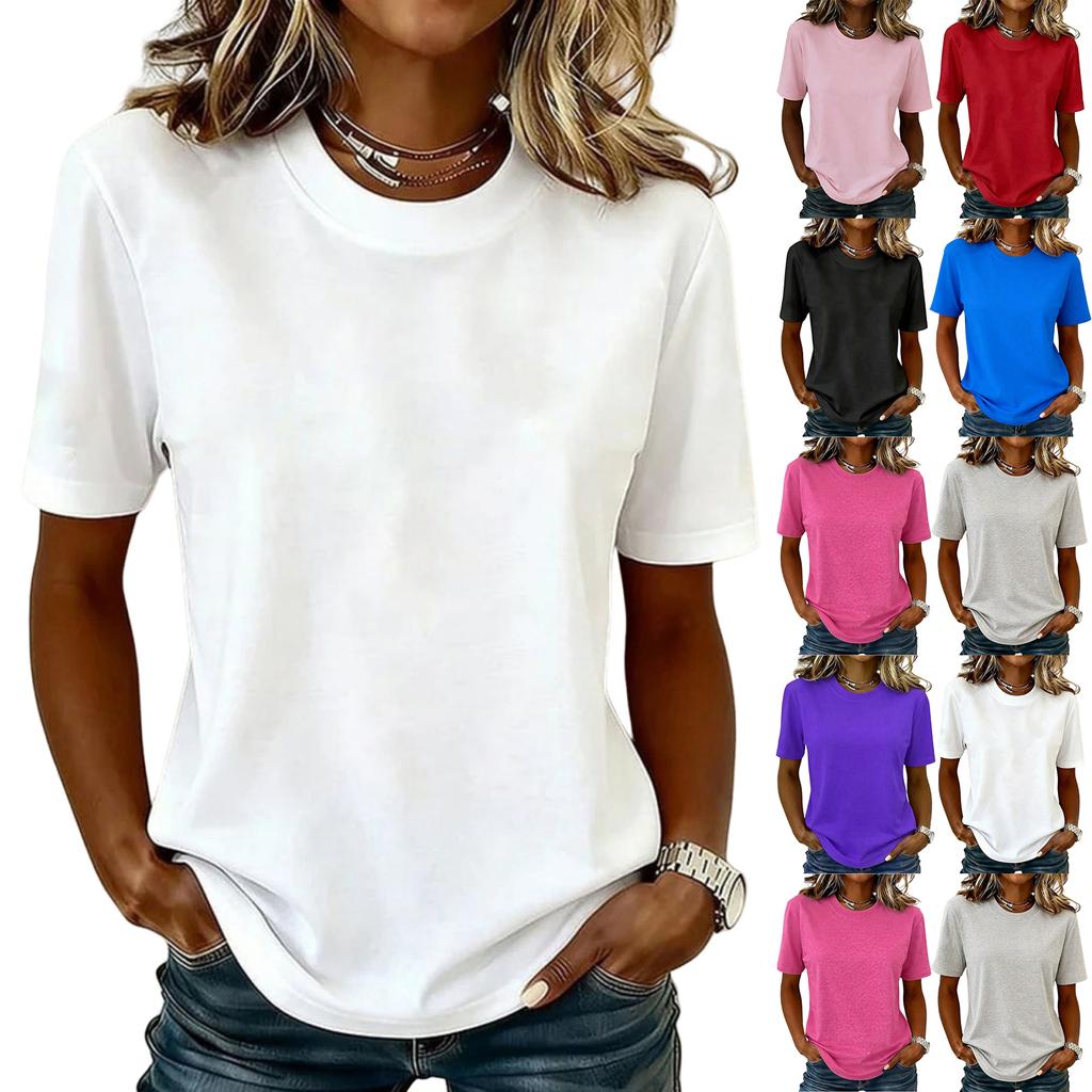 Women’s Casual Relaxed Fit Crew Neck Short Sleeve Shirt Comfortable Soft Fabric Versatile Everyday Top